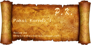 Paksi Kornél névjegykártya